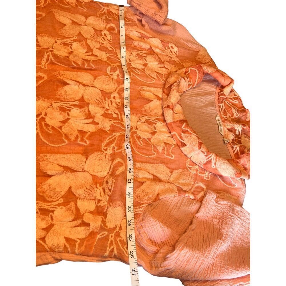 Soft surroundings 3xl layered peach orange embroidered overlay Lagenlook top - Picture 4 of 7